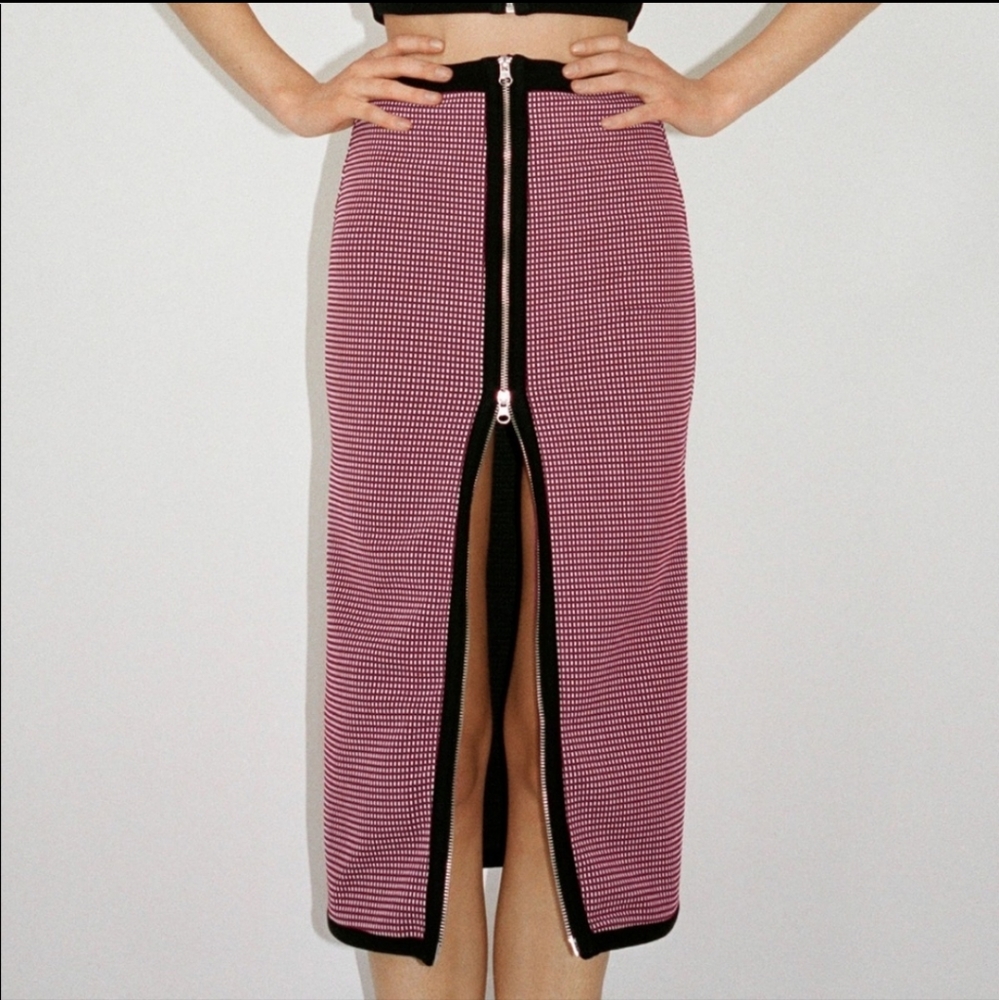 Zara zip front midi skirt